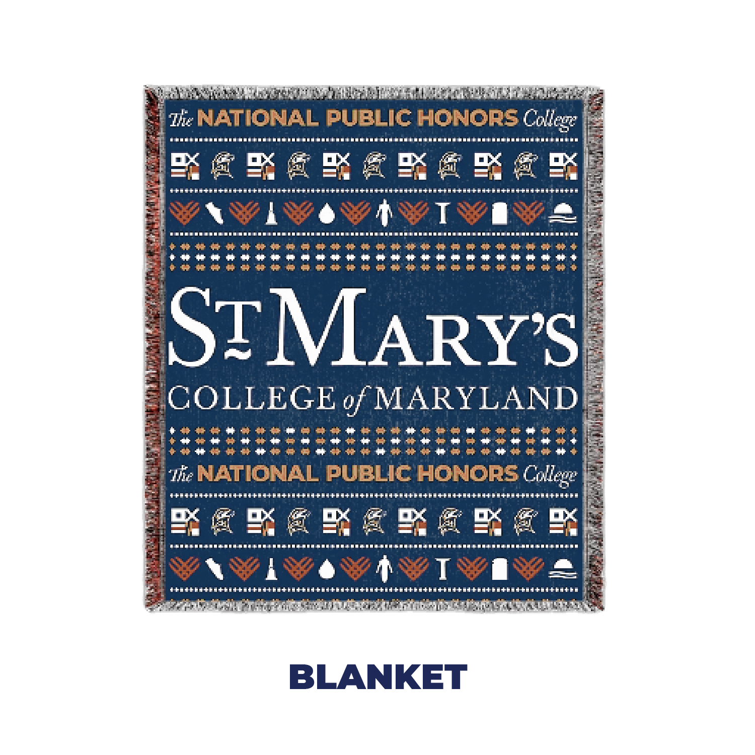 blanket with the St. Mary's College of Maryland logo