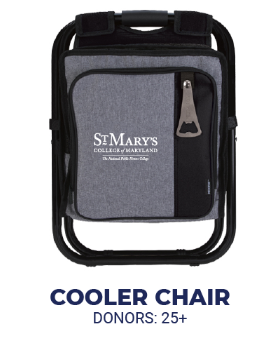a cooler chair with St. Mary's College of Maryland logo