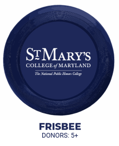 Navy frisbee with the St. Mary's College of Maryland logo